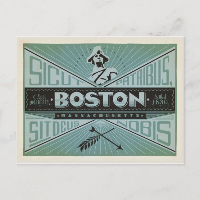 Postal Boston, MAMÁES - Asentado 1630 (Anverso)