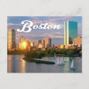 Postal Boston, Massachusetts - Boston Harbour Post Card