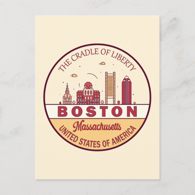 Postal Boston Massachusetts City Skyline Emblem (Anverso)