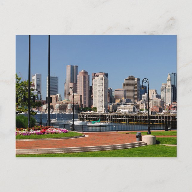 Postal Boston Massachusetts, Harbour y Skyline Postcard (Anverso)