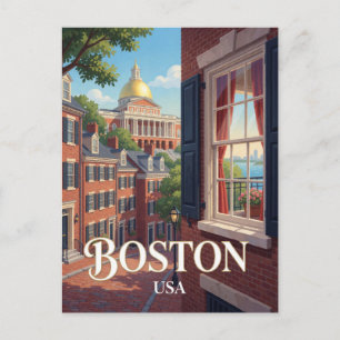 Postal Boston Massachusetts Ladrillo Histórico Viajes