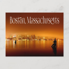 Postal Boston, Massachusetts, Skyline At Night - Estados 