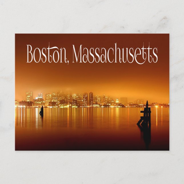Postal Boston, Massachusetts, Skyline At Night - Estados  (Anverso)