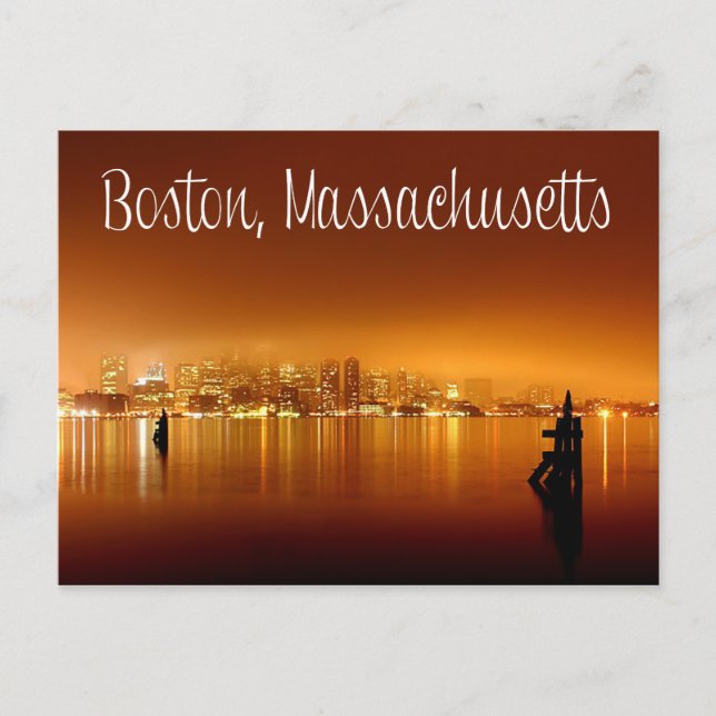 Postal Boston, Massachusetts, Skyline At Night Post Card  (Anverso)