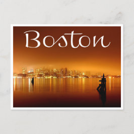 Postal Boston, Massachusetts, Skyline At Night Post Card 