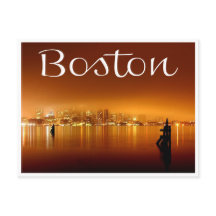 Boston, Massachusetts, Skyline At Night Post Card 