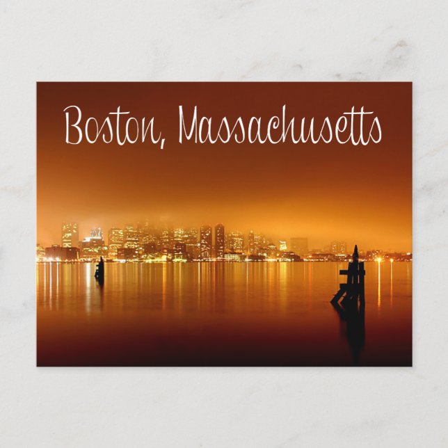 Postal Boston, Massachusetts, Skyline At Night Post Card  (Anverso)