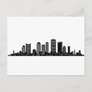 Postal BOSTON Massachusetts USA City Skyline Silhouette