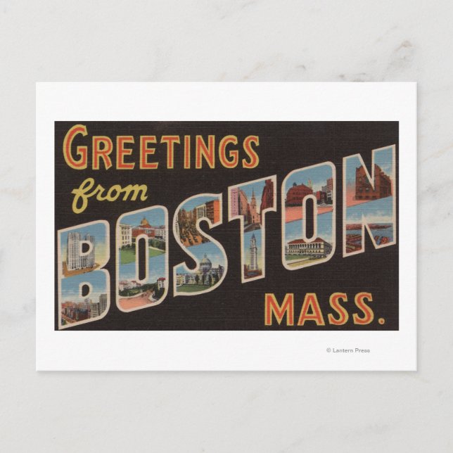 Postal Boston, MassachusettsGrandes escenas de letras 3 (Anverso)
