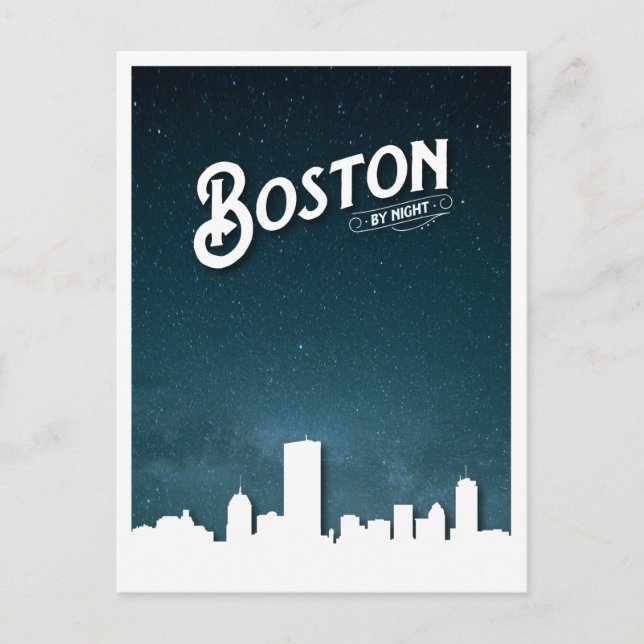 Postal Boston por Night Skyline - Boston, Massachusetts,  (Anverso)