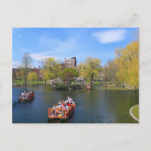 Postal Boston Public Garden: Barcos de cisnes en primaver