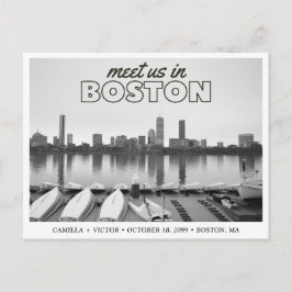 Postal Boston Save the Date Retro Skyline Postcard