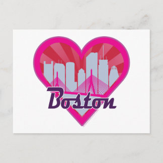 Postal Boston Skyline Sunburst Heart