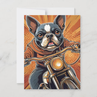 Postal Boston terrier Biker