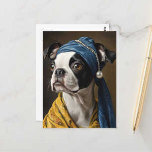 Postal Boston Terrier con la parodia de la Bella Artes Pe