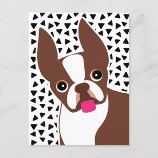 Postal Boston Terrier Cute Brown y White