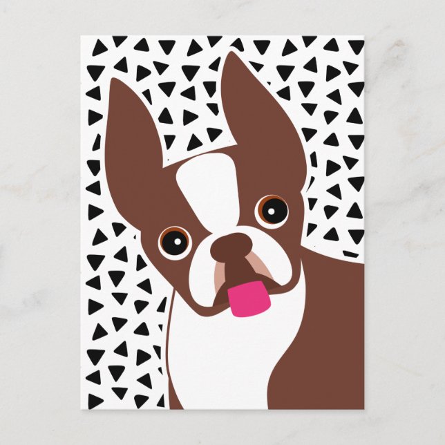 Postal Boston Terrier Cute Brown y White