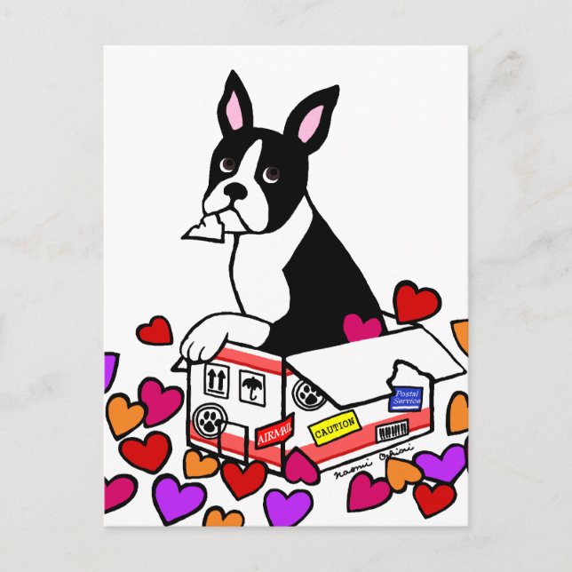 Postal Boston Terrier en el Personalizado de cajas (Anverso)