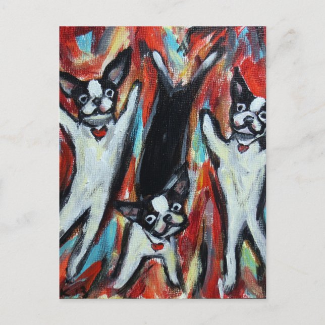 Postal Boston Terrier Fiesta Love (Anverso)
