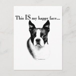 Postal Boston Terrier Happy Face