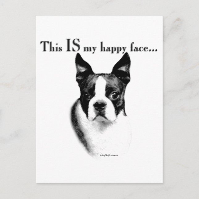 Postal Boston Terrier Happy Face (Anverso)