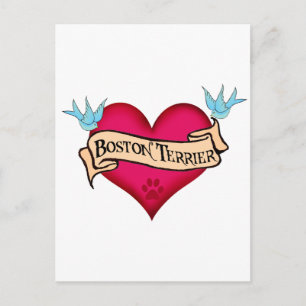 Postal Boston Terrier Tattoo Heart