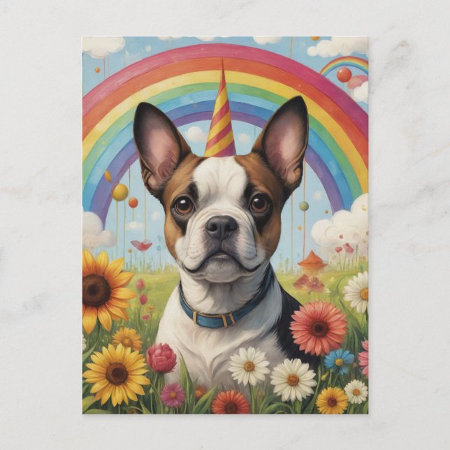 Postal Boston Terrier Unicorn (Anverso)