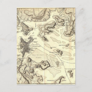 Postal Boston y sus alrededores Circa 1800