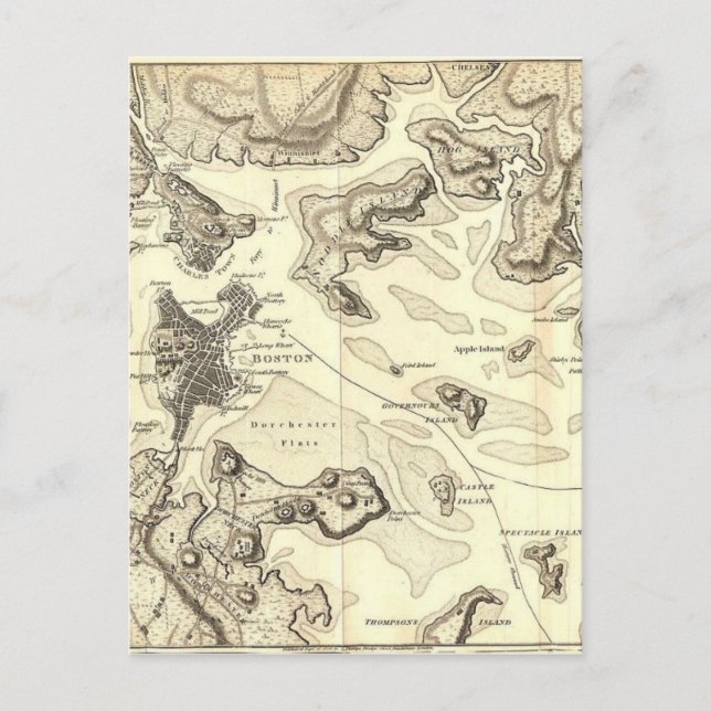 Postal Boston y sus alrededores Circa 1800 (Anverso)