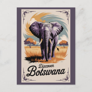 Postal Bostwana Elephant Ilustracion Viaje de arte