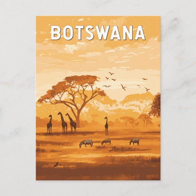 Postal Bostwana Ilustracion Viaje de arte (Anverso)