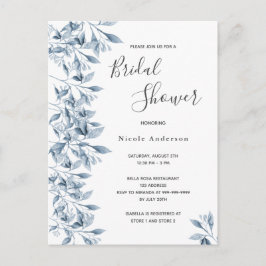 Postal Botánica azul Bridal Shower