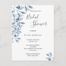 Postal Botánica azul Bridal Shower