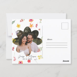 Postal Botánica de flores silvestres minimalista con foto