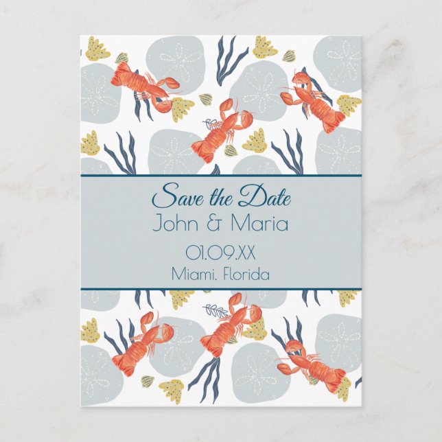 Postal Botánica de langosta Crustacean Beach Sand Dollars (Anverso)