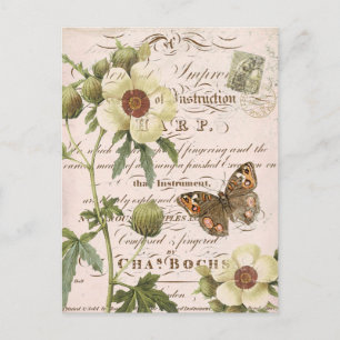 Postal botánica floral del vintage