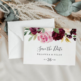 Postal Botánica floral rústica horizontal Guardar la fech