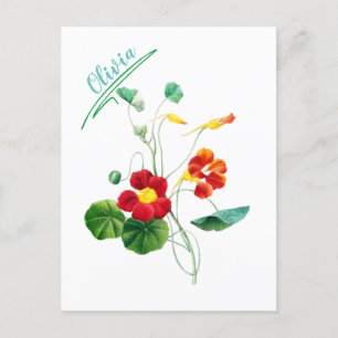 Postal botánica roja mínima cosecha para ella