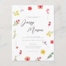 Postal Botánico de flores silvestres minimalista con foto