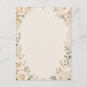 Postal Botánico Elegante en Papel Vintage Hecho a Mano