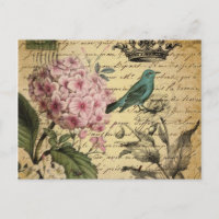 botánico francés del pájaro del hydrangea de la