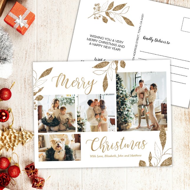 Postal Botánicos de oro moderno 4 Navidades de Collage de (Subido por el creador)
