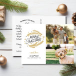 Postal Botánicos de oro navideño, 2 fotos<br><div class="desc">Envíe vacaciones a los Navidades Cheer con esta célebre postal con sus dos fotos y falsos botánicos de oro dibujados a mano. El reverso ofrece espacio para una nota mecanografiada o borrar para dejar espacio para una nota manuscrita. Divertido y festivo pero simple y moderno - una carta que seguramente...</div>