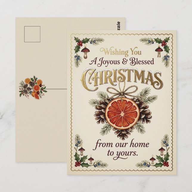 Postal Botánicos Navideños Vintage (Anverso / Reverso)