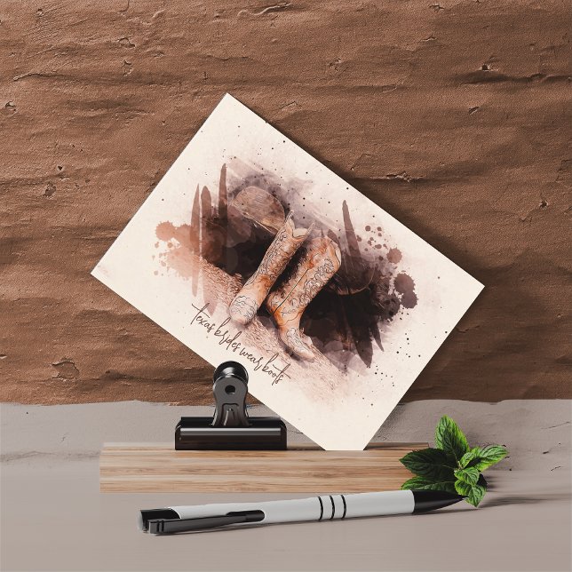 Postal Botas de boda junto al montón de leña acuarela (Subido por el creador)