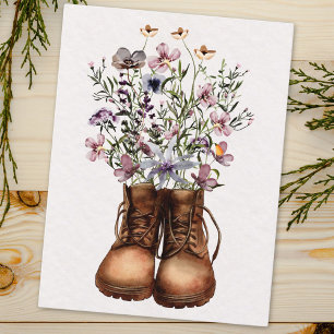 Postal Botas de senderismo al aire libre Flor silvestre p