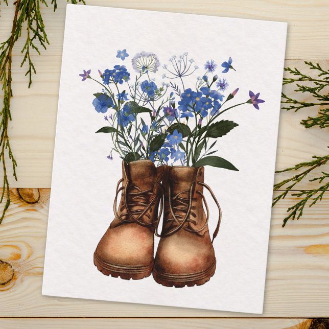 Postal Botas de senderismo para exteriores Flor silvestre (Close up)