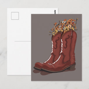 Postal Botas de Vaquero con Flores Silvestres