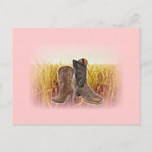 Postal Botas de vaquero del campo de trigo del oeste