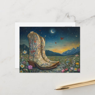 Postal Botas de Vaquero en la Pradera
